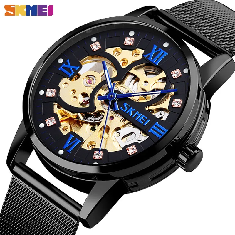 

2020 SKMEI Top Brand Fashion Watches Men Sport Waterproof Stainless Steel Mesh Beltmechanical Clock Men WristWatch