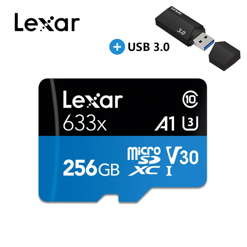 Lexar A2 512G TF карта класс 10 UHS-I U3 Micro SD карта 32G 64g 128G 256g MicroSD мобильный телефон камера движения высокоскоростная карта памяти - Емкость: 256B and 3.0USB