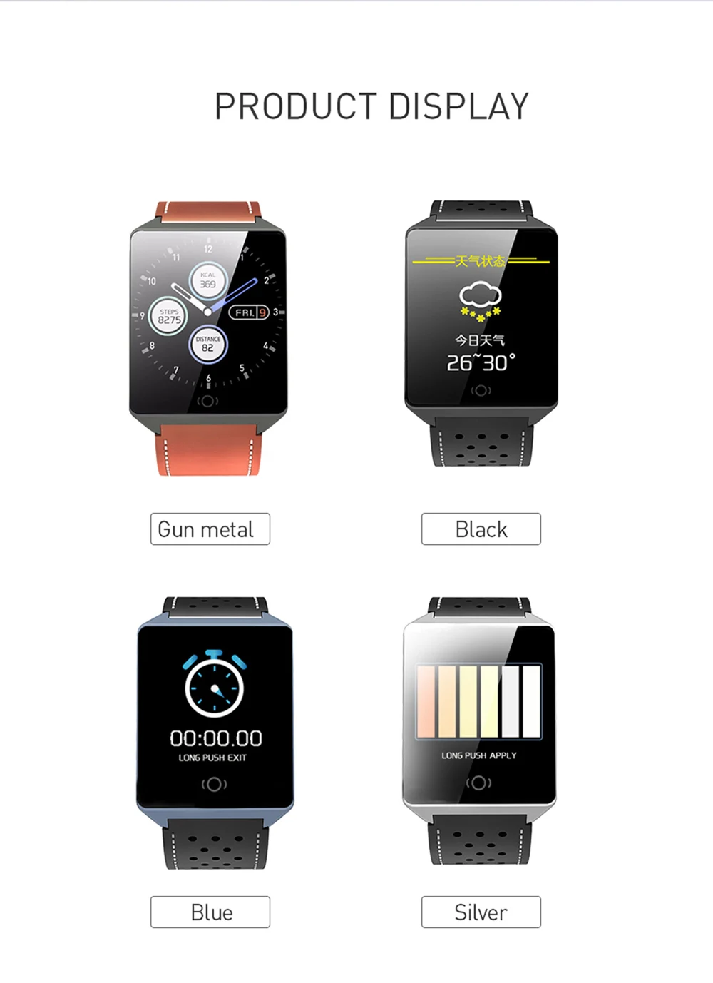 SANDA Smart watch IP67 Waterproof Tempered Glass Heart Rate Monitor Blood Pressure Fitness Tracker Men Women Smartwatch