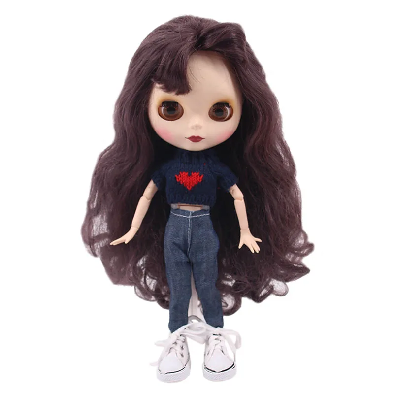 Blyth Doll Clothes Set=Sweater+Jeans,5 Cm Canvas Shoes For Blyth BJD 30 Cm 1/6 Doll Our Generation Birthday Girl's Toy Gifts