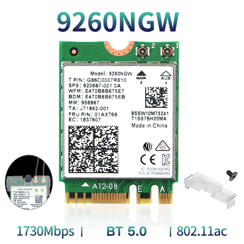 Wireless 2030mbps 2.4g/5ghz M.2 Network Wifi Card For Intel 9260 Ac 9260ngw 802.11ac Bluetooth 5