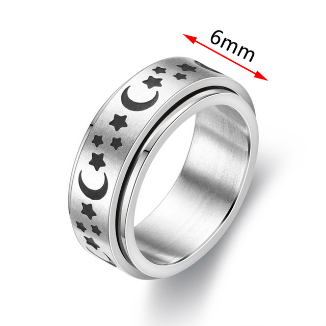 Ring For Women Spinner Fidgets Rings Stainless Steel Rotate Freely Spinning Anti Stress Accessories Jewelry 2021 Gifts