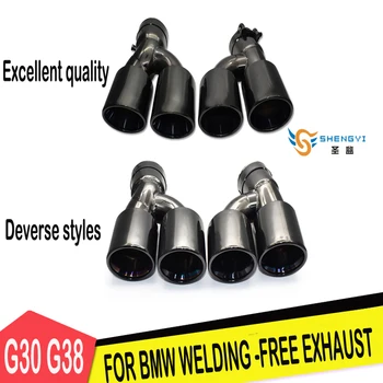 

1 pair chromed black stainless steel modified Car rear exhaust muffler tip fit for BMW 5 series 525 528 530 G30 G38 in 2018--