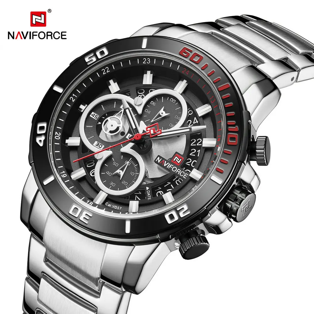 

NAVIFORCE Casual Dress Mens Watches Top Brand Luxury Quartz Clock Stainless Steel Strap Waterproof Sport Chronograph Wristwatch