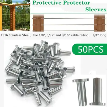 

50pcs T316 Stainless Steel Carbon Protective Protector Sleeves Grommet for 1/8" 5/32" 3/16" Deck Cable Railing Kit, US Stock