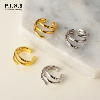 

F.I.N.S 1Piece Korea Fashion S925 Sterling Silver Line Ear Clip No-Pierced Round Layered Line Stackable Cartilage Fine Jewelry