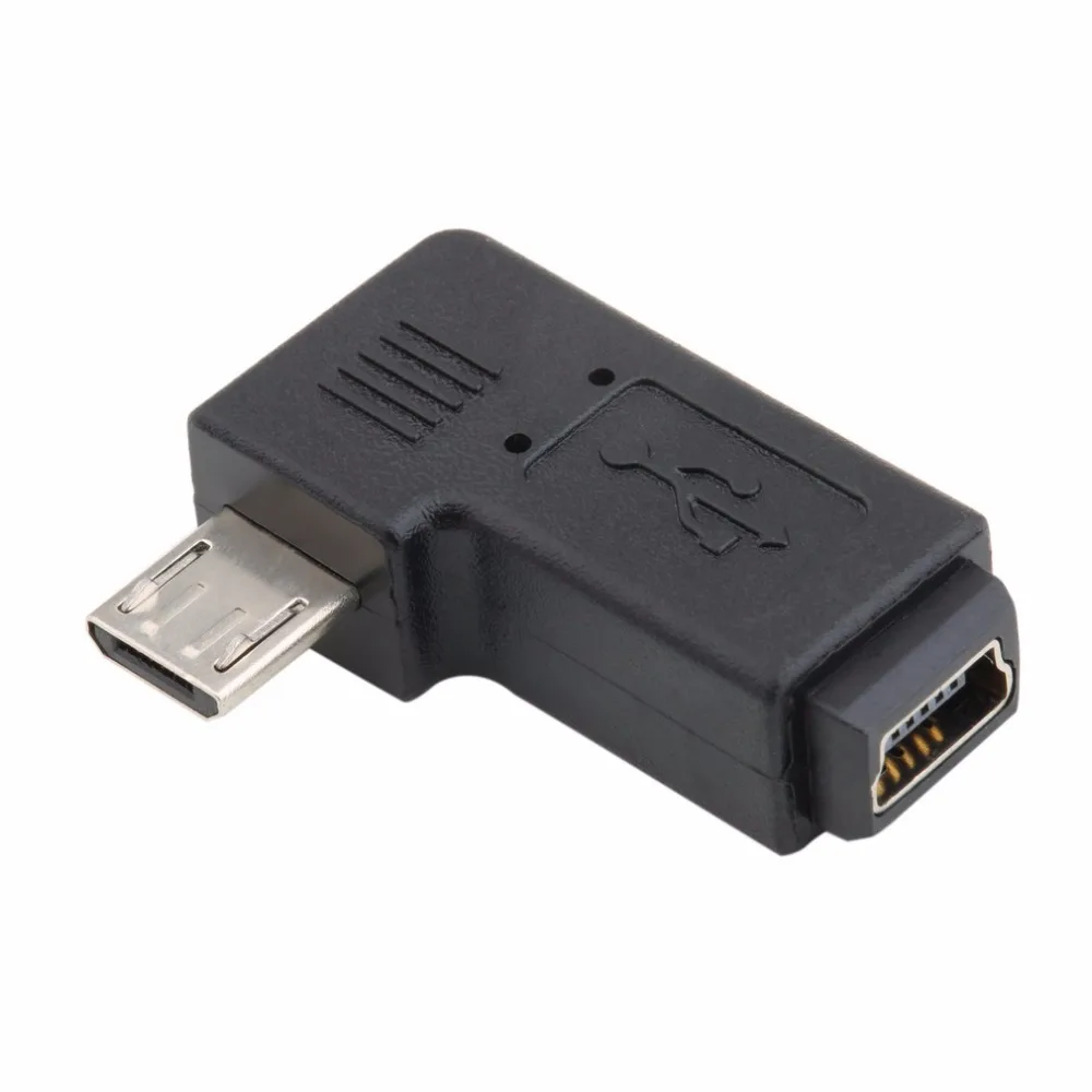 Черный 3*1,5*0,8 см Профессиональный левый/правый угловой USB Mini 5 Pin Female to Micro 5 Pin Male 90 градусов угловой переходник преобразователь