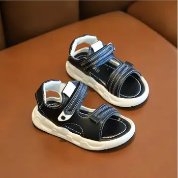 

2020 New Summer Children Sandals for Boys Flat Beach Shoes Kids Sports Casual Student Leather Sandals Soft Non-slip Fashion Wild