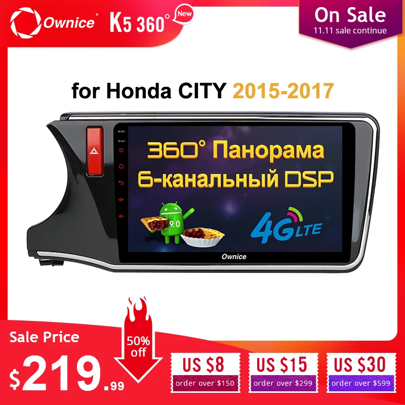 Ownice K3 K5 K6 Android 9,0 360 панорама оптический Автомобильный gps плеер Navi для Honda City Восьмиядерный Стерео DVD 4G LTE