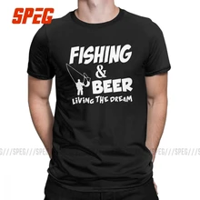 Мужская футболка, спортивный костюм для рыбалки, летающий свежий Забавный рыбацкий пив, рыба, живая мечта, рыбак, футболки, одежда, хлопковая футболка