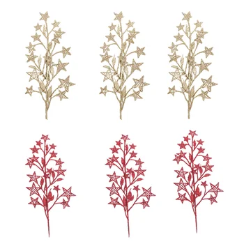 

6PCS Artificial Glitter Hollowed Leaves Christmas Tree Ornaments (Random Color)