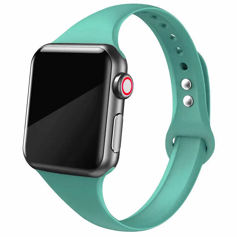 Pine green 35 Тонкий ремешок для Apple watch 5 ремешок 44 мм 40 мм iWatch ремешок 38 мм 42 мм спортивный силиконовый браслет ремешок для Apple watch 4/3/2/1 38 - Цвет ремешка: Pine green 35