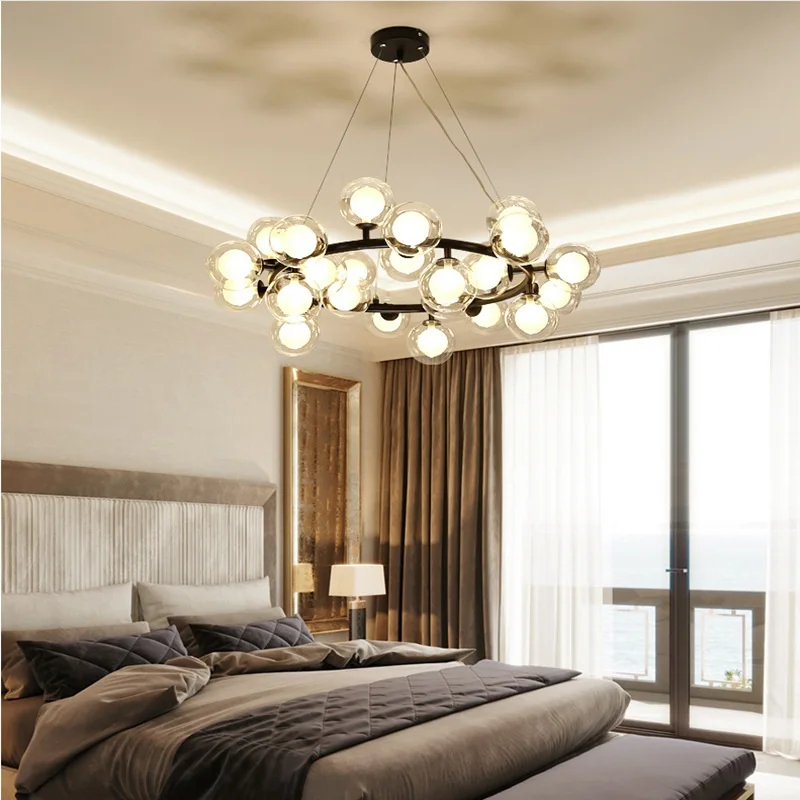 Creative ring / straight strip magic bean glass LED chandelier Residential/commercial/office/school Lighting fixture