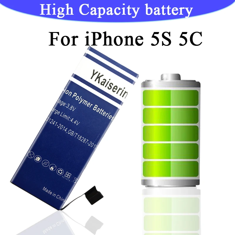 Класс AAAA Оригинальная батарея ykaisсеребрина для IPhone 5S SE с высокой емкостью