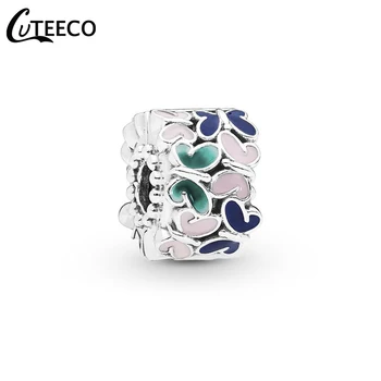 

CUTEECO 2019 New Colorful Butterfly Enamel DIY Beads Fits Brand Spring Series Charm Bracelet For Women Jewelry Accessories
