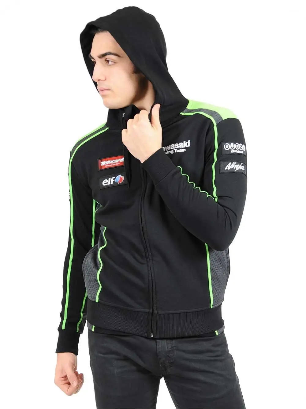 

mens motorcycle kawasaki hoodie racing moto riding hoody clothing jacket men jackets cross Zip jersey sweatshirts Windproof coaH