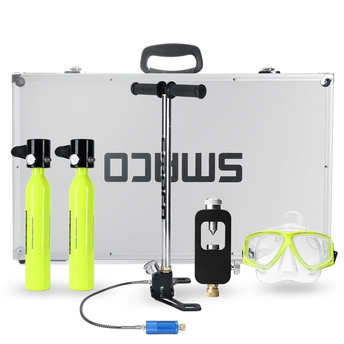 Baratos 6 en 1 sistema de buceo Mini cilindro de buceo reserva de oxígeno bomba de tanque de aire caja de aluminio snorkel equipo de buceo conjunto