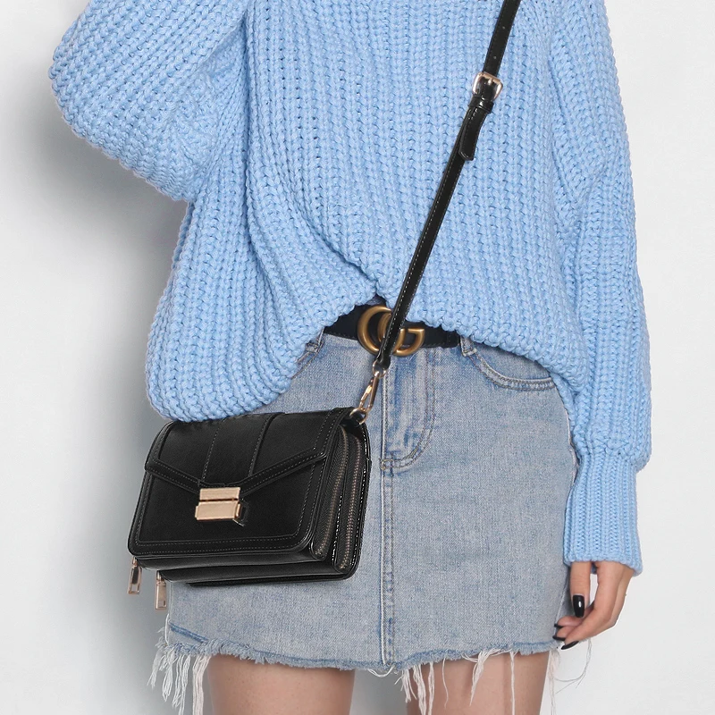 Goede Dubbele Capaciteit Vrouwen Faux Leather Solid Multifunctionele Schoudertas Crossbody Bag Handtas Designer Schoudertas Kleine