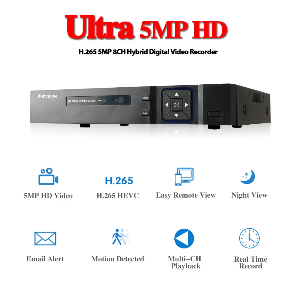 CCTV DVR 8CH AHD 5MP 4MP 3MP 1080P 5 в 1 DVR H.265 гибридный видеорегистратор для AHD TVI CVI аналоговая ip-камера Onvif IP 5MP