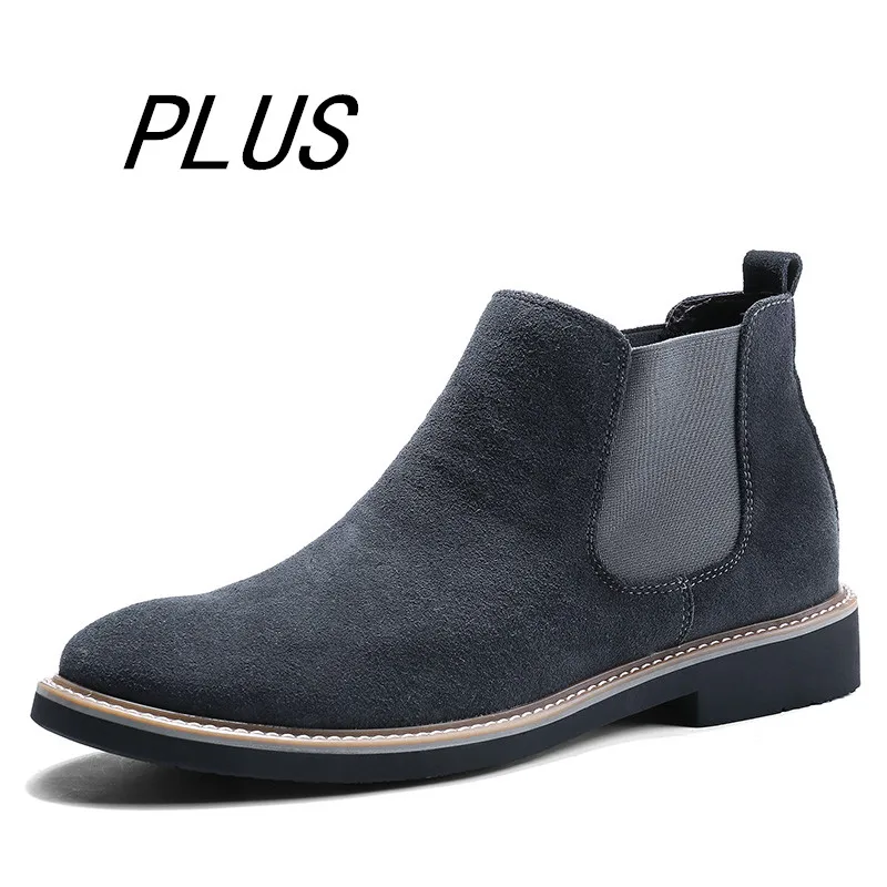 Zeeohh/Новые ботинки челси; модные брендовые кожаные теплые мужские полусапоги; Лидер продаж; Мужская обувь; большие размеры 38-45; chaussure homme - Цвет: gray-fur
