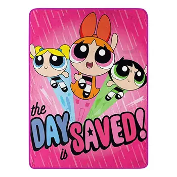 

Cartoon Powerpuff Girls Flannel Blanket with customer name Micro Raschel Throw Coral Fleece Plush on bedding Sleeping Cover