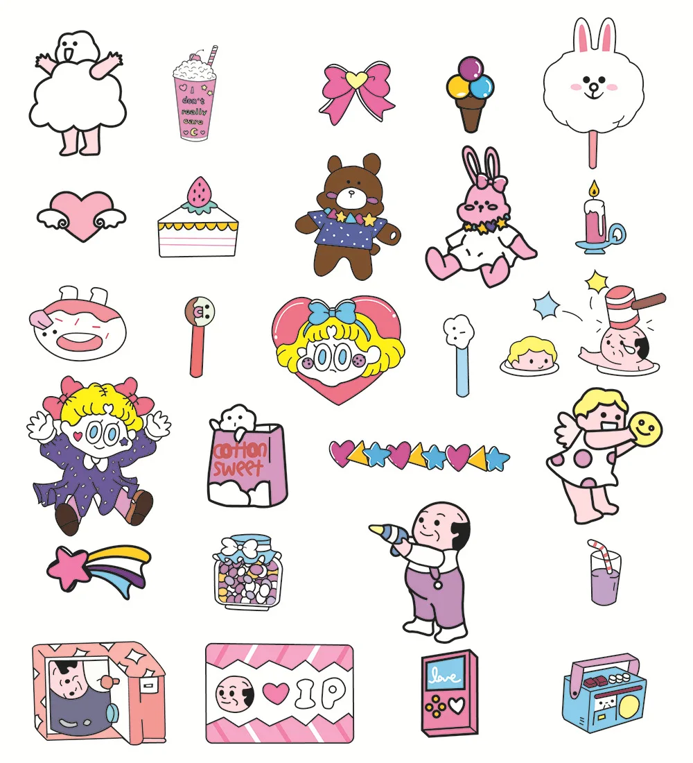 INS Cute Kawaii Cartoon Anime Graffiti Deco Stickers Calendar Diary Stationery Journal Scrapbook Hand Book Album Supplies 10 30 60pcs cute cat s paw waterproof graffiti sticker aesthetic decorative luggage laptop phone diary scrapbook kids stickers