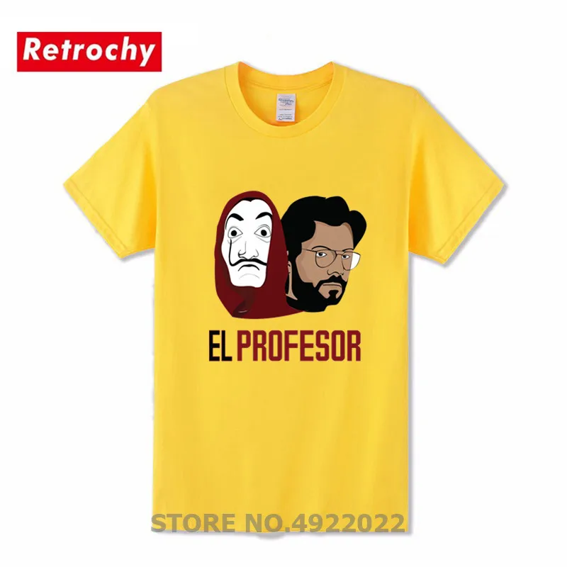 

Most Popular La Casa De Papel T shirt Money Heist TV Brand Bella Ciao Men's T-Shirt House of Paper El Profesor Hipster Tee shirt