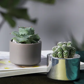 

Modern Geometric Gold Ceramics Flower Pot for Succulent Plant Nordic Marble Pattern Planter Pot Home Garden Office Decoration