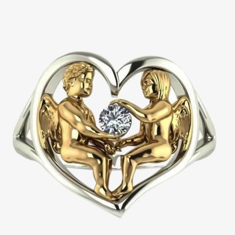 Винтажные циркониевые кольца для женщин, влюбленных в сердце, Открытое кольцо для влюбленных, лучший подарок, ювелирные украшения, подарок