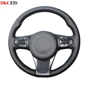 

DIY Hand-stitched Black Soft PU Artificial Leather Car Steering Wheel Cover for Kia Sedona 2015-2019 Sorento 2015-2018