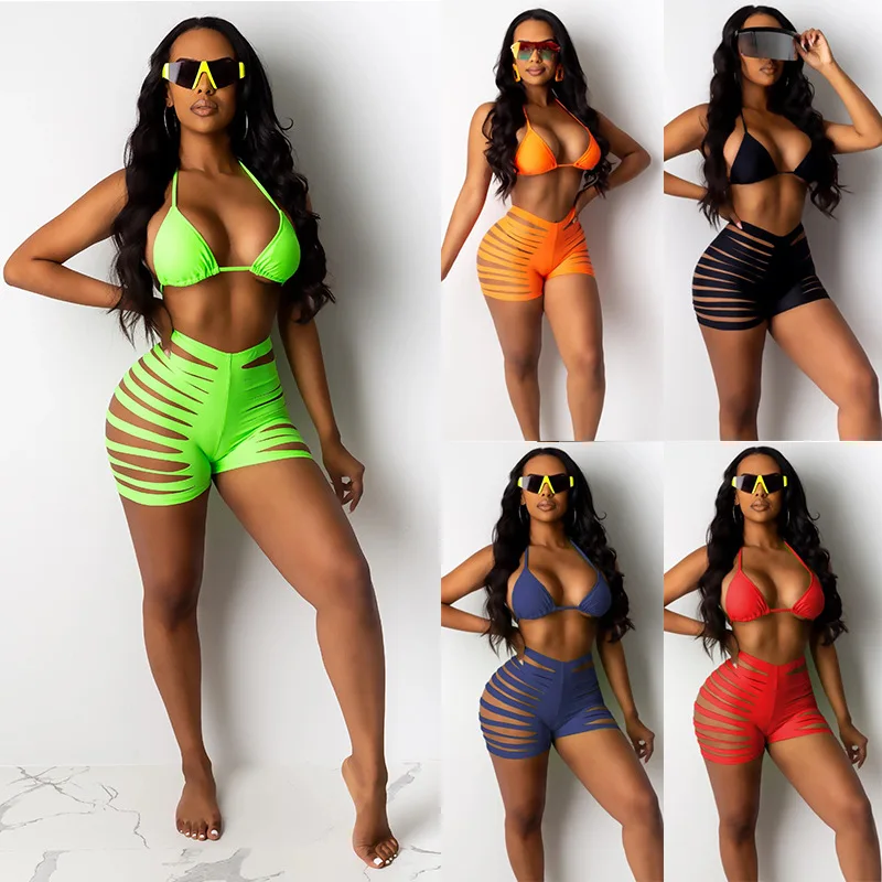 

2020 New Style Two-Piece Swimsuits Plain Cut Bikini Women Wish Swimsuit