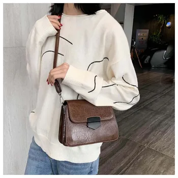

2020 New Women's Bag Fashion Women's Shoulder Messenger Bag Wide Shoulder Strap Small Square Bag Women