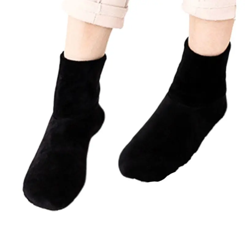 Женские пушистый напольный носки домашние Нескользящие домашние выстроились супер теплые длинные Чулочные изделия - Цвет: Черный