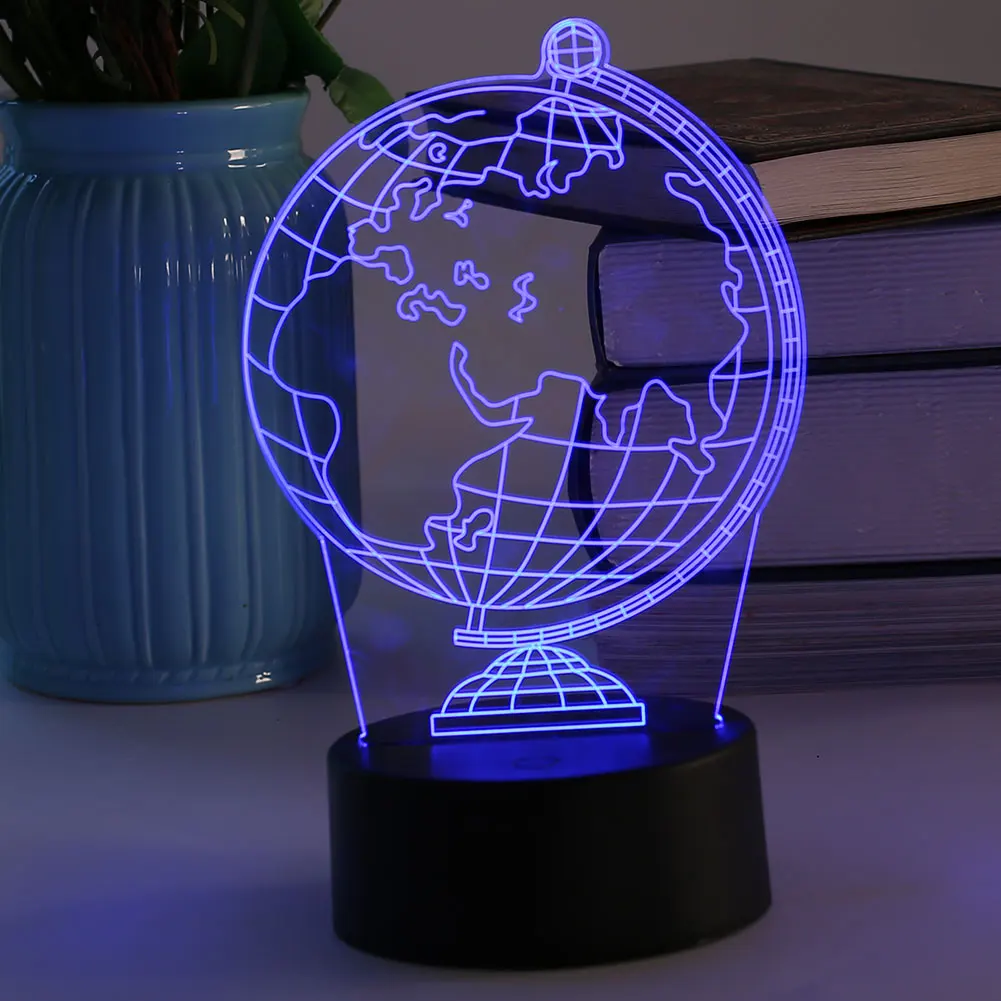 3D USB светодиодный ночник настольные лампы с рисунком земли рождественские украшения