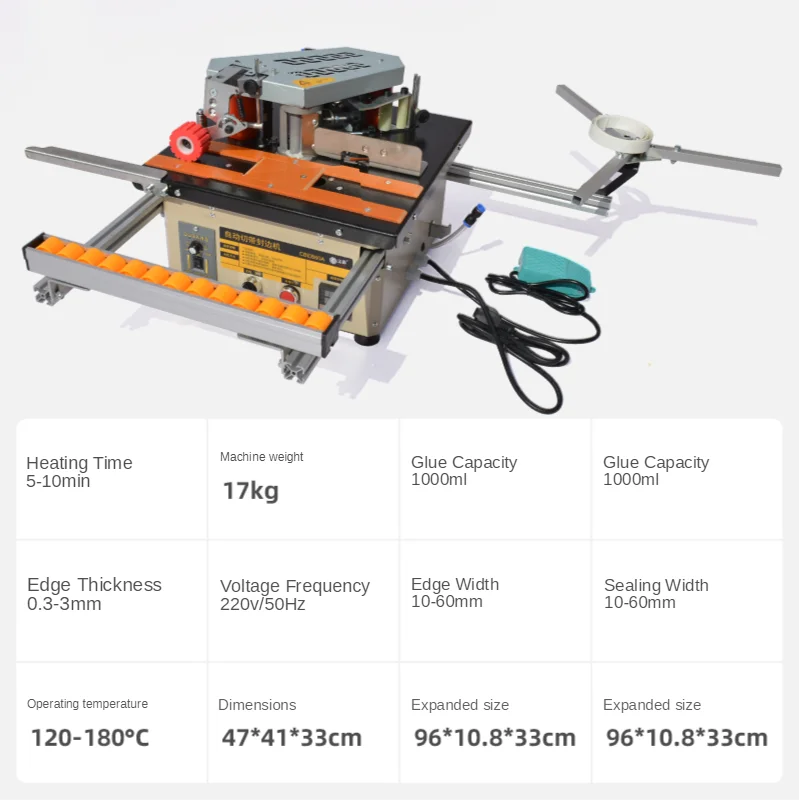 220V 1200W Automatic Edge Banding Machine Small Household Woodworking Curve and Straight Line Sealing and Repairing Machine