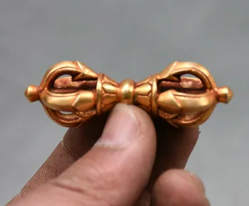 

Tibet Buddhism Bronze Gilt Gold Vajra Phurba Dagger Holder Statue Amulet Pendant