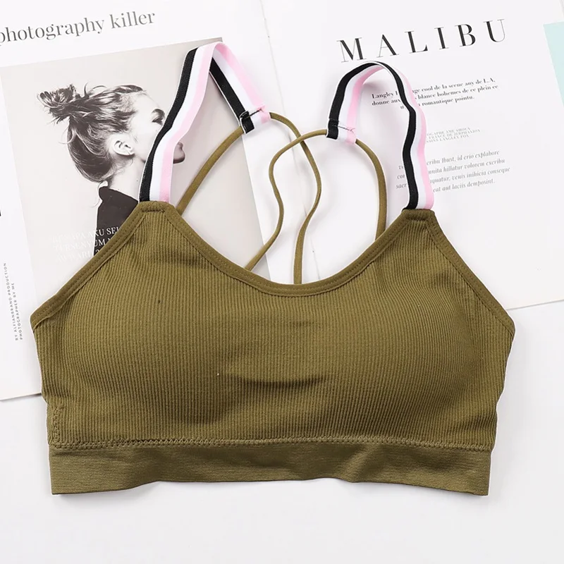 

2019 Women's Tube Top Back Cross Beauty Back Knitted Thread Topless Stretch Sports Top