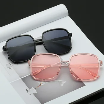 

New square large frame transparent women sunglasses male lady small fresh trend sun glasses plain face flat eyeglasses