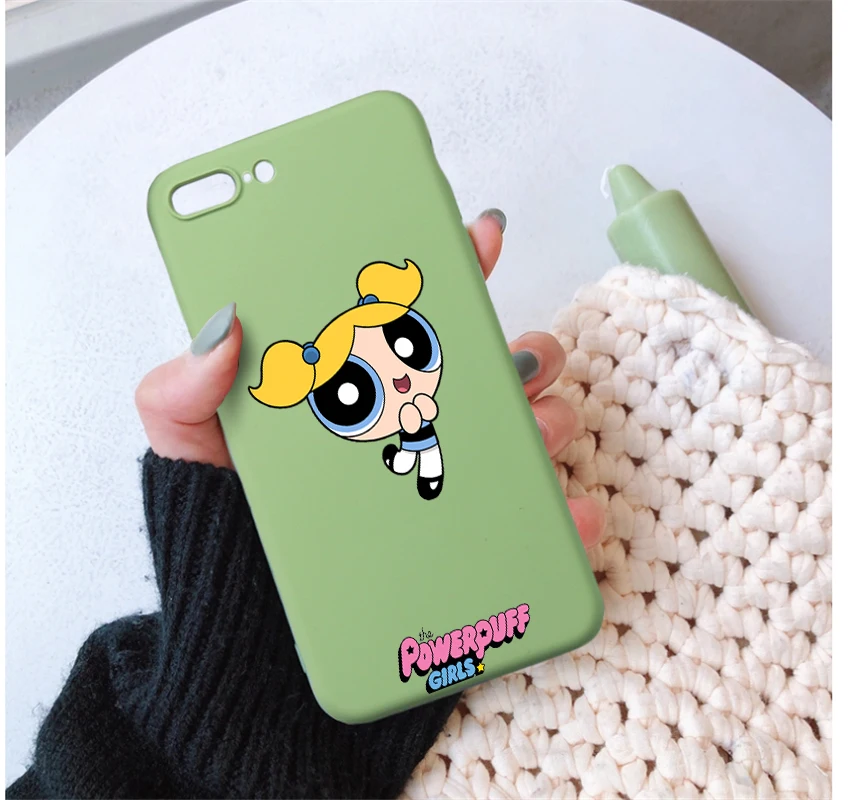 LHSR-24016 Милый Powerpuff телефон для девочек чехол для iPhone 7 X XS MAX XR 8 6 6s Plus 11Buttercup Bubbles карамельный цвет мягкая задняя крышка - Color: LHSR-24016