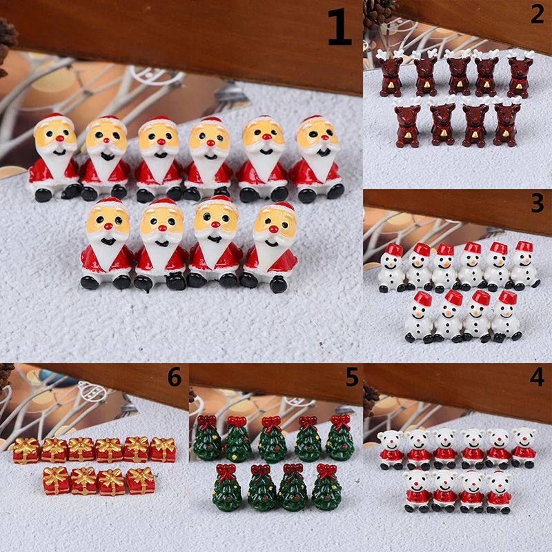 10 шт. мини Рождество миниатюрные Снеговики Санта елка Рождественская елка статуэтки для террариума Феи декор сада снег модель поверхности