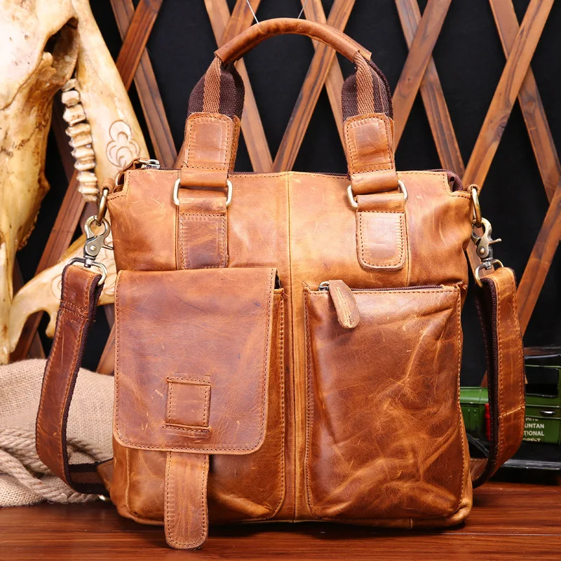 

Hot Models Fashion Casual MEN'S Real-leather Bag Men Horse Leather Hand Shoulder Fashion Bag