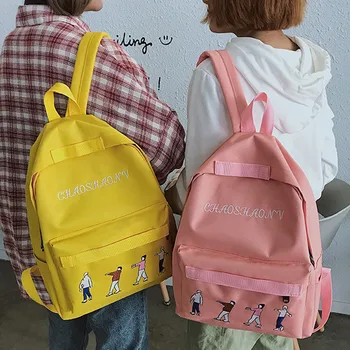 

Fashion Women's Solid Color Nylon multi-function Backpack Shoulder Bag Nylon Backpack Pocket Travel School Backpacks Teenage