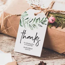 50 шт персонализировать любой текст зелени Свадебные сувениры персонализированные, пользовательские свадебные подарочные бирки в деревенском стиле спасибо метки Ботанический