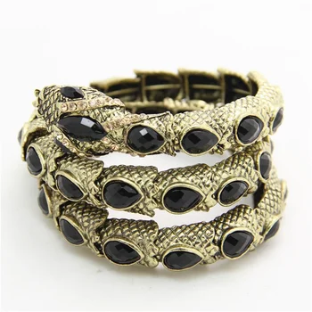 

Crystal Stretch Snake Bracelet Armlet Upper Arm Cuff Jewelry Black Onyx Egptyian Goddess Gold Snake Open Cuff Upper Arm