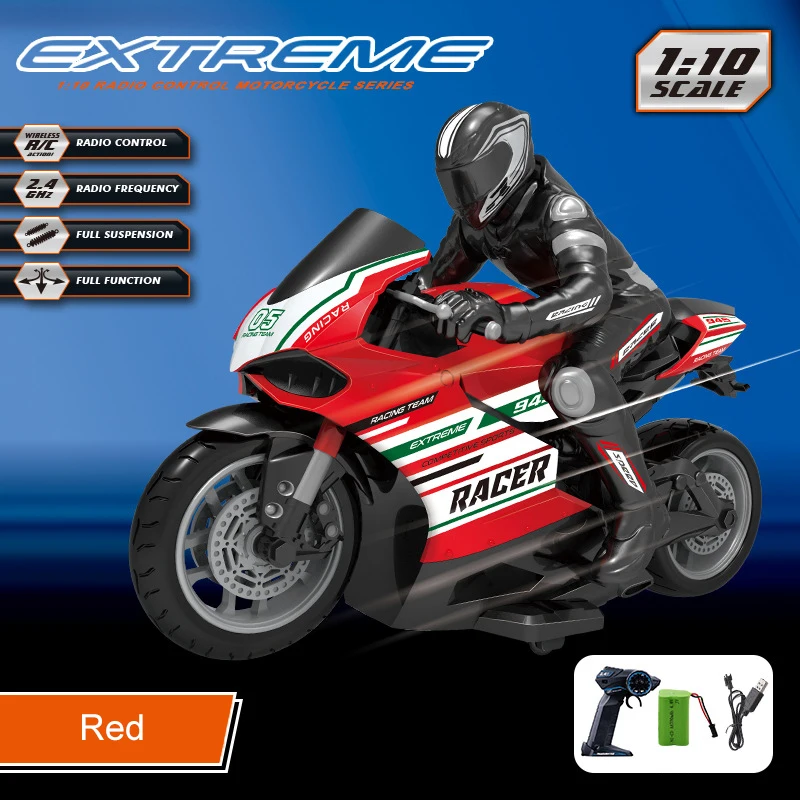 1:10 Big Scale High-speed Racing And Drift Motorbike 25KM/H 2.4GHz Omidirection Control Children's Simulation Electric RC Toys 4