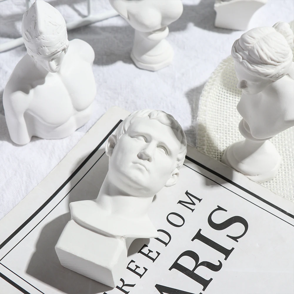 1PC Nordic Style Sculpture Greek Mythology Plaster Statue David Head Portraits Bust Mini Gypsum Statue Drawing Practice Crafts ornament crafts miniature ornament miniature figurines