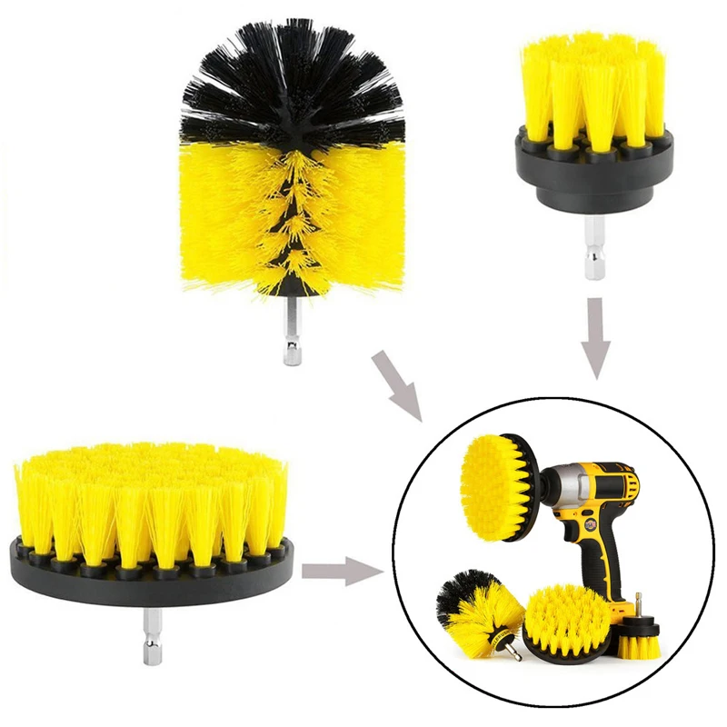 Wholesale 1 Set Electric Scrubber Brush Drill Brush Kit Plastic Round