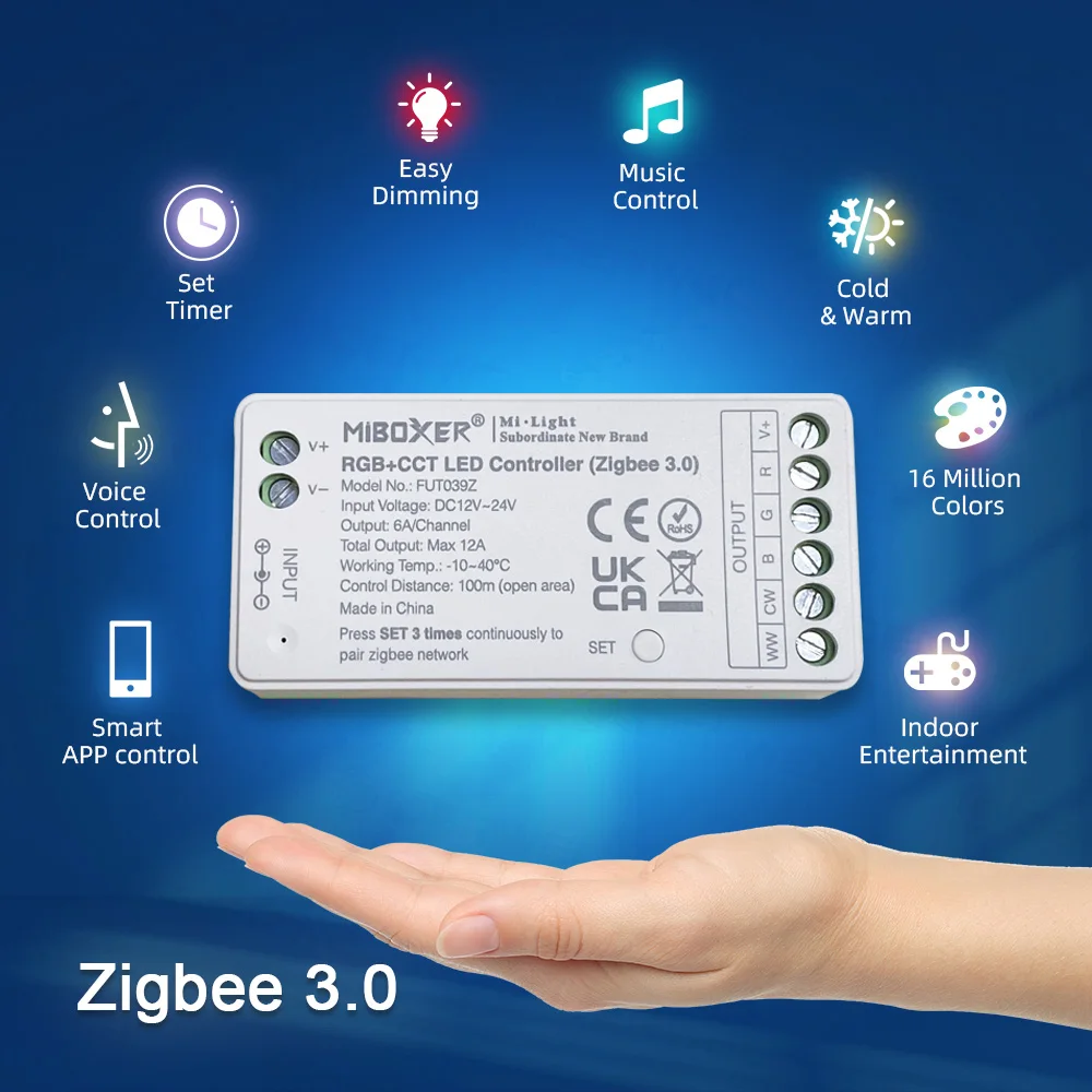 LED Zigbee 3.0 Controller RGB RGBW RGB+CCT Led Strip Light DC12-24V Work with Alexa Echo Smartthings Tuya App Voice Control gledopto zigbee smart rgbw led light strip wireless wifi controller work with tuya smart life app amazon alexa voice control