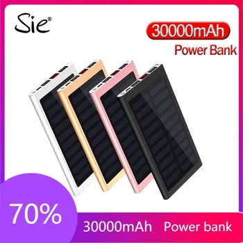 太陽光発電銀行30000mah 2 usb外部バッテリーledポータブルpowerbank携帯電話ソーラーの充電器電話