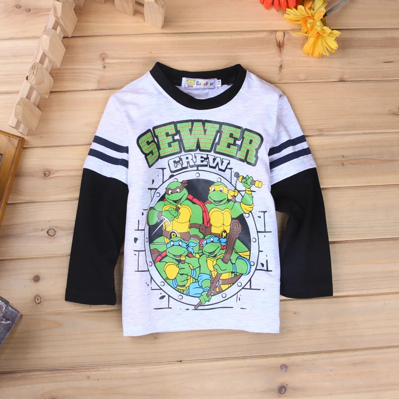 Детская одежда; сезон весна-осень; Подростковая Базовая футболка с черепашками-ниндзя для детей; Базовая рубашка для мальчиков; футболка с длинными рукавами; N